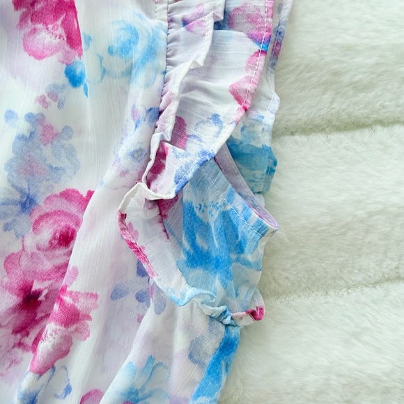 🔥PRICE DROP🔥Steve Madden Pink & Blue Floral Ruffle Tiered Mini Dress - Picture 8 of 14